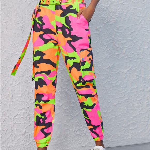 neon camo cargo pants